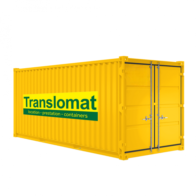 Container maritime 6 x 2.5 m avec chassis container JAUNE