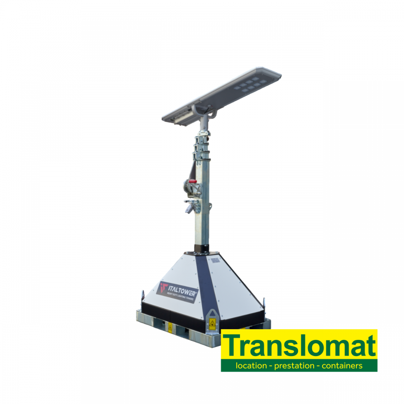 Tour d'éclairage posable - LED - 450m² - H:5,5m - recharge solaire Tour d'éclairage posable - LED - 450m² - H:5,5m - recharge solaire