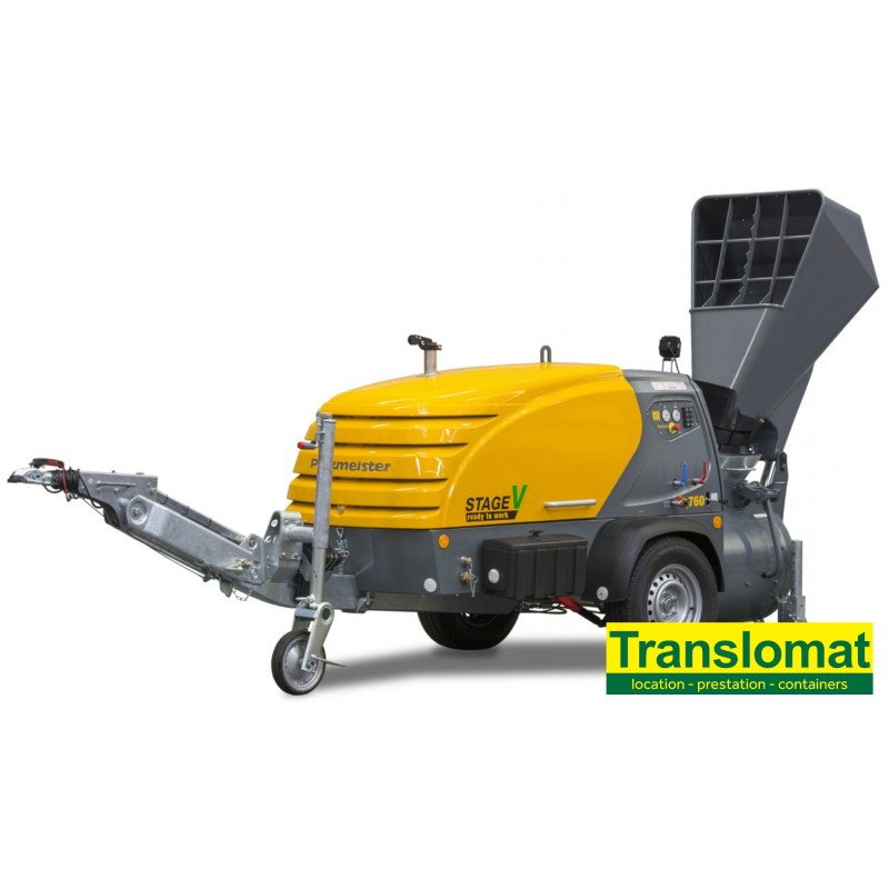 Pompe à chape 4.6m³/h - chargeur hydraulique - 30m de tuyaux - diesel